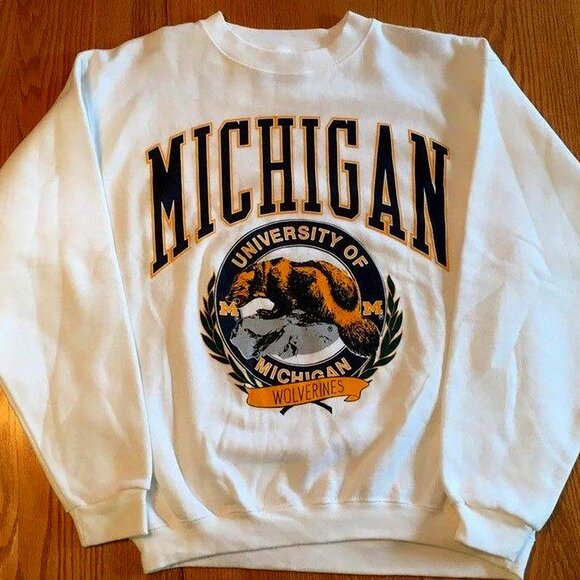 Vintage Michigan Wolverines Football Sweatshirt University of Michigan Shirt Tee - Picture 1 of 2
